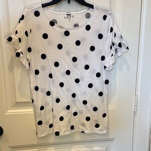LOFT Black Polka Dot Short Sleeve Tee